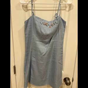 NWOT Reformation Embroidered light blue dress Size 8